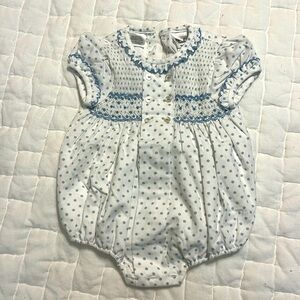 Sara Louis pastel blue polka dotted romper